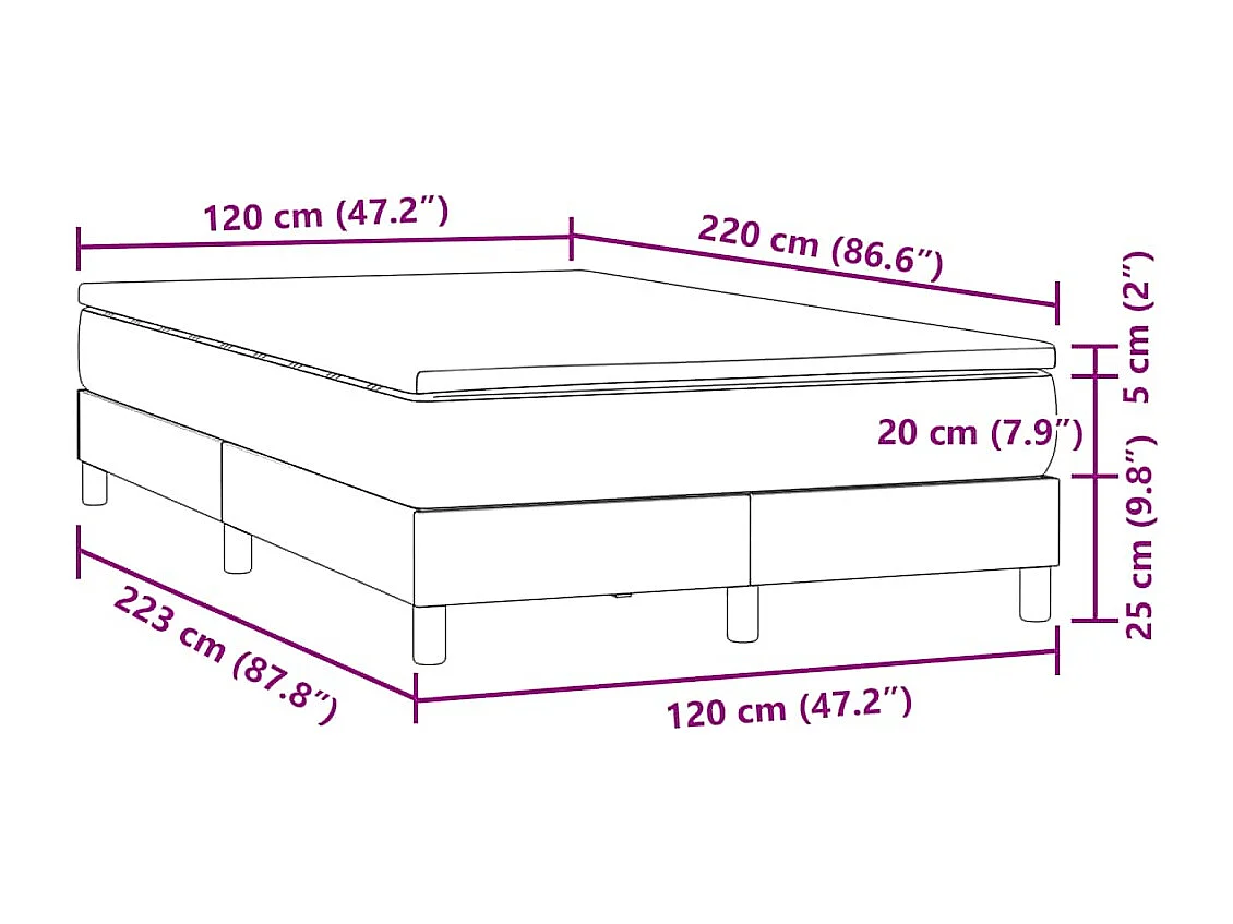 Boxspring met matras fluweel roze 120x220 cm
