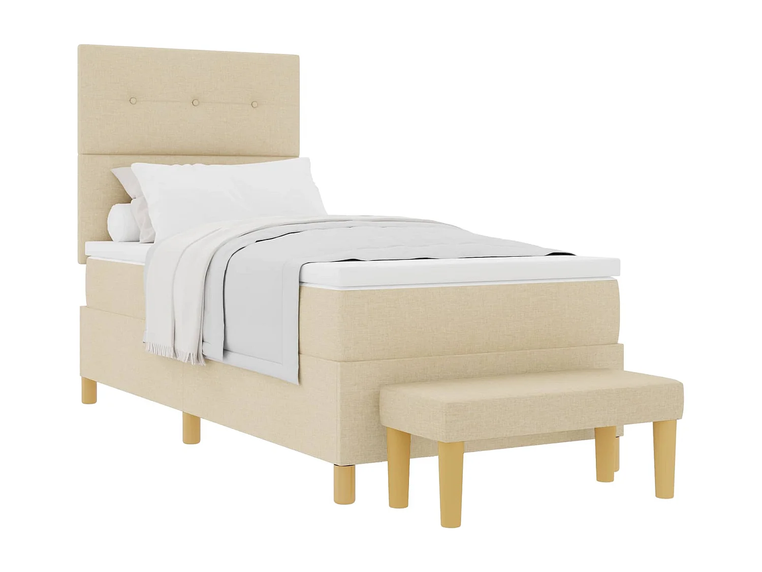 Boxspring bed met matras met hoofdeinde Crème 100 x 200 cm Stof
