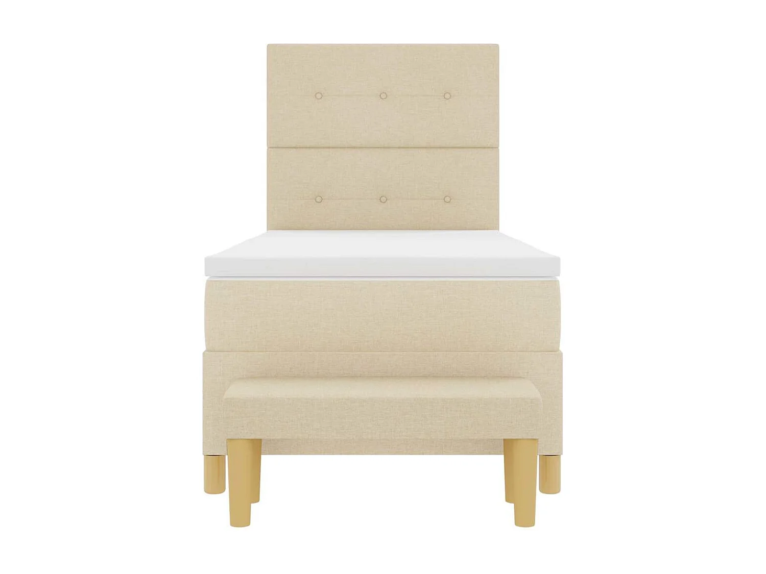 Boxspring bed met matras met hoofdeinde Crème 100 x 200 cm Stof