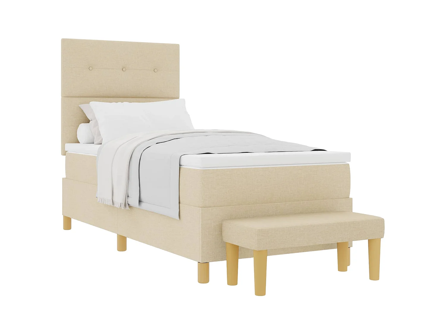 Boxspringbett mit Kopfteil Creme 200 x 100 cm Stoff