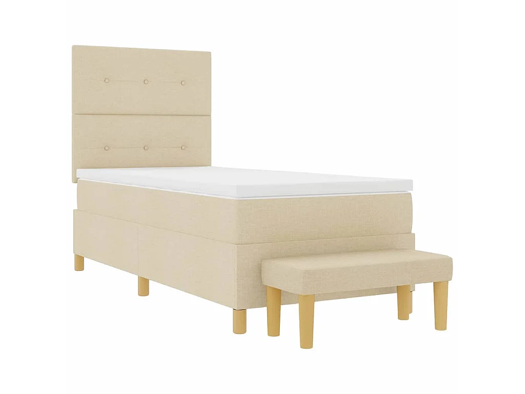 Boxspringbett mit Kopfteil Creme 200 x 100 cm Stoff