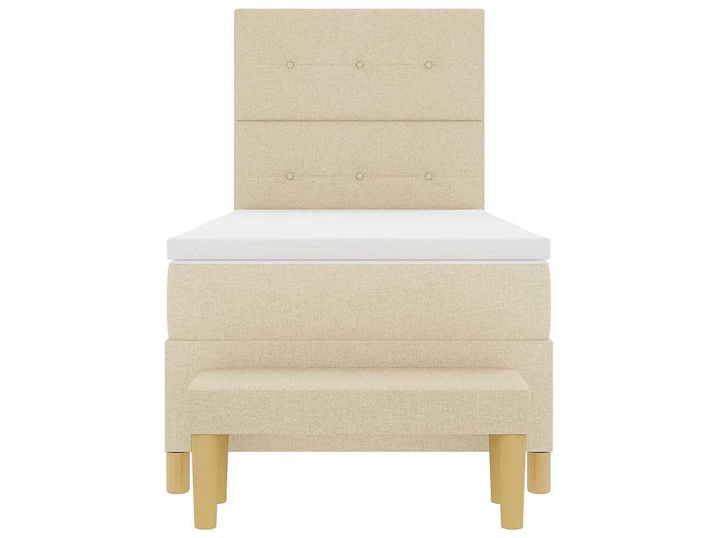 Boxspringbett mit Kopfteil Creme 200 x 100 cm Stoff