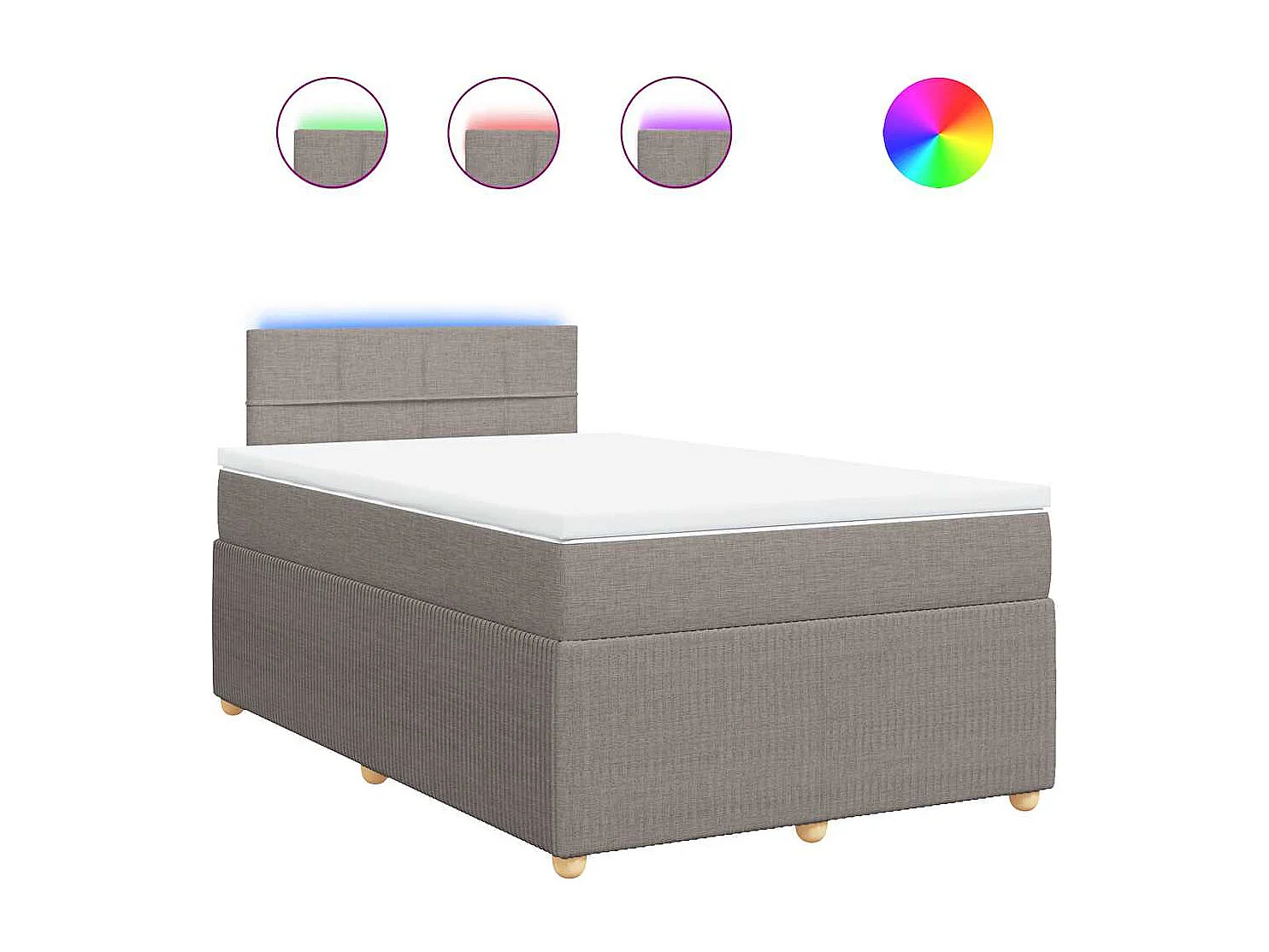 Cama box spring con colchón tela gris taupe 120x200 cm