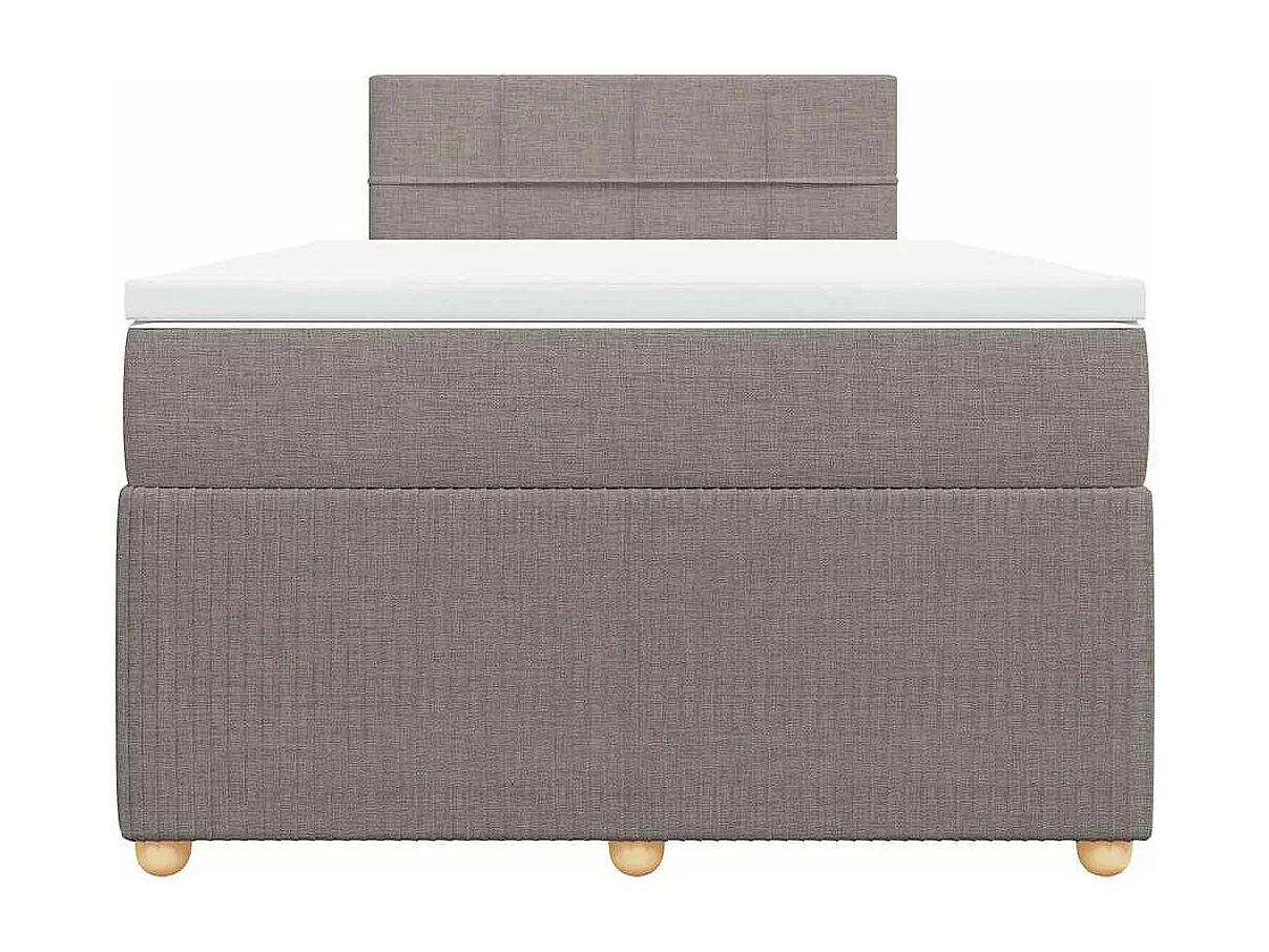 Cama box spring con colchón tela gris taupe 120x200 cm