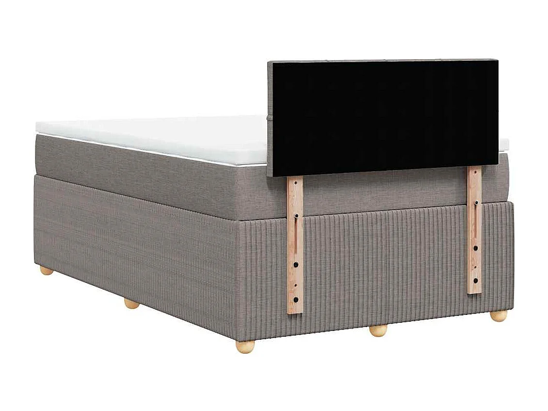 Cama box spring con colchón tela gris taupe 120x200 cm