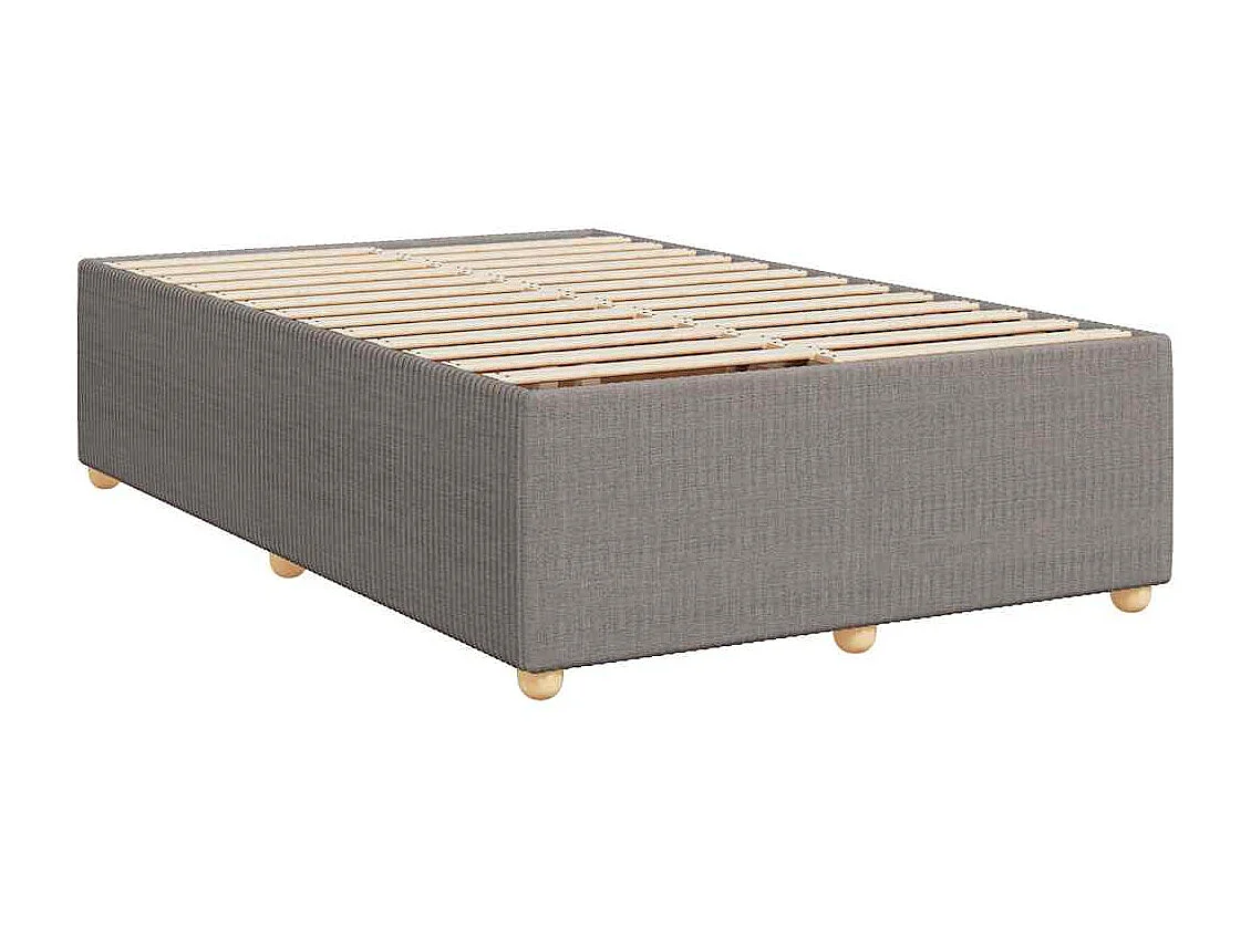 Cama box spring con colchón tela gris taupe 120x200 cm
