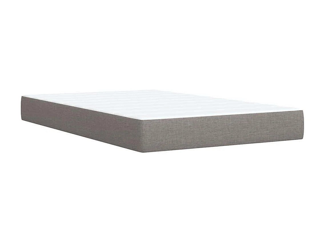 Cama box spring con colchón tela gris taupe 120x200 cm