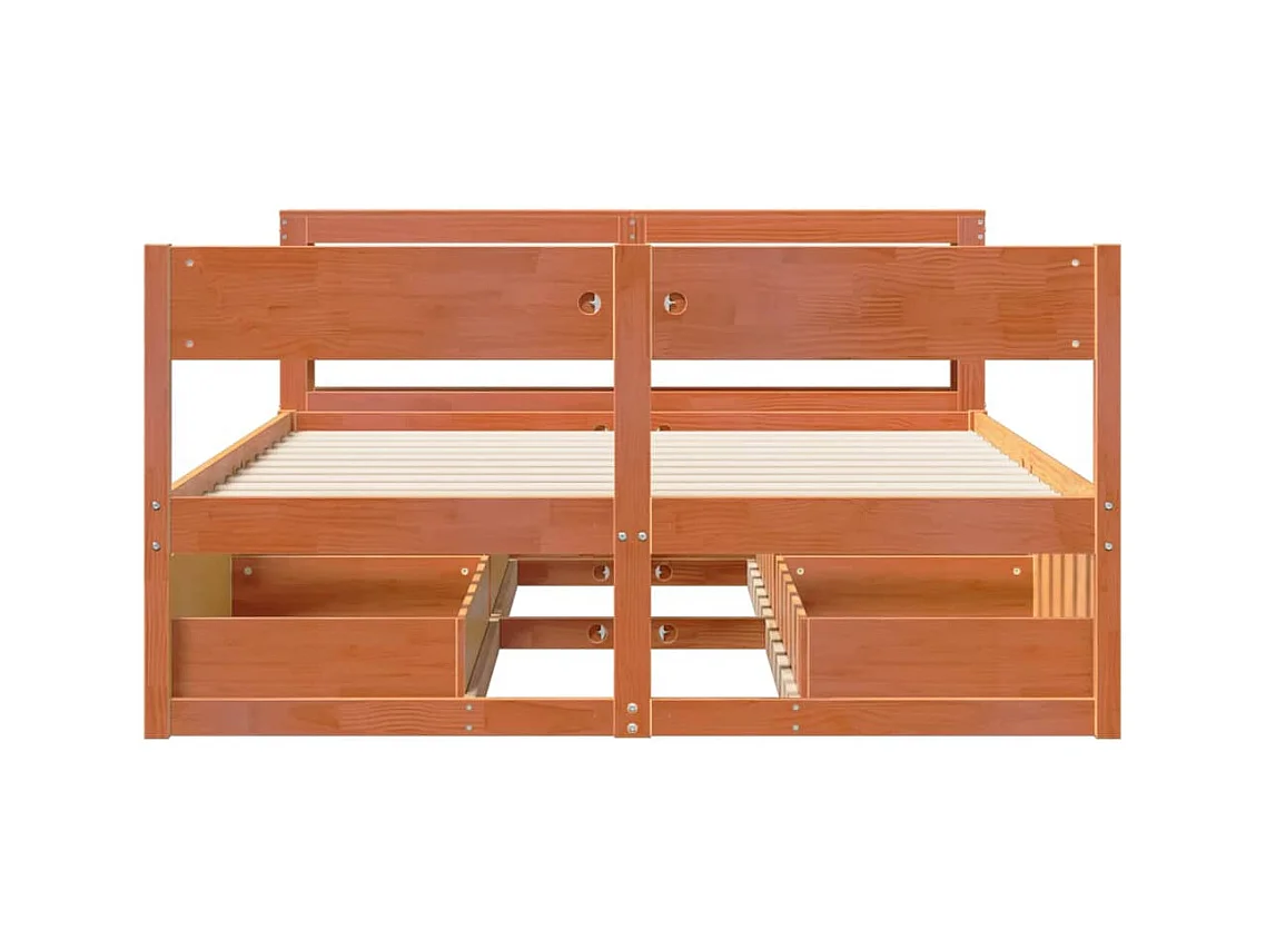 Cadre de lit sans matelas cire marron 120x190cm bois pin massif