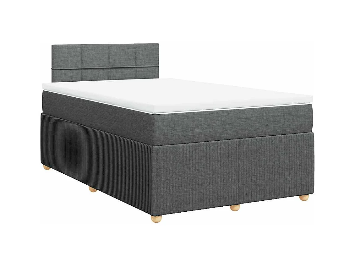 Sommier à lattes de lit avec matelas gris foncé 120x190cm tissu