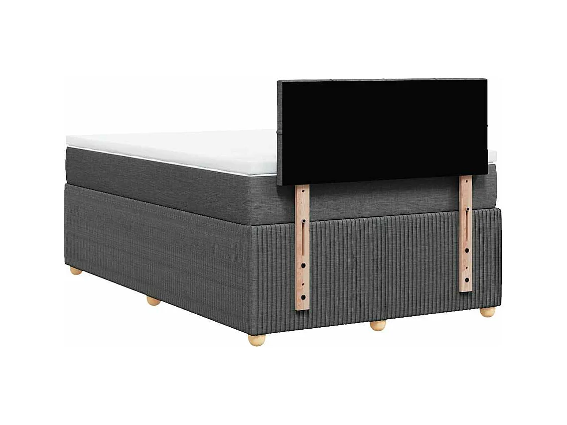 Sommier à lattes de lit avec matelas gris foncé 120x190cm tissu