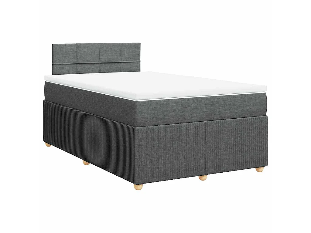 Sommier à lattes de lit avec matelas gris foncé 120x190cm tissu