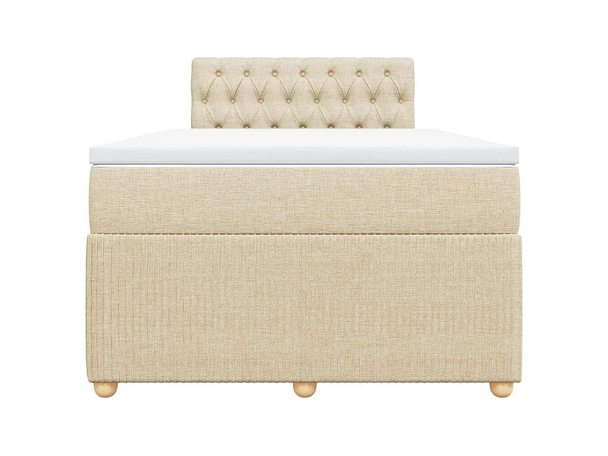 Sommier à lattes de lit avec matelas crème 120x190 cm tissu