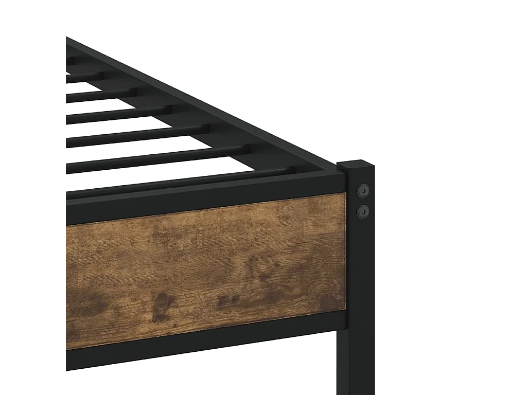 Cadre de lit en métal sans matelas chêne fumé 120x200 cm