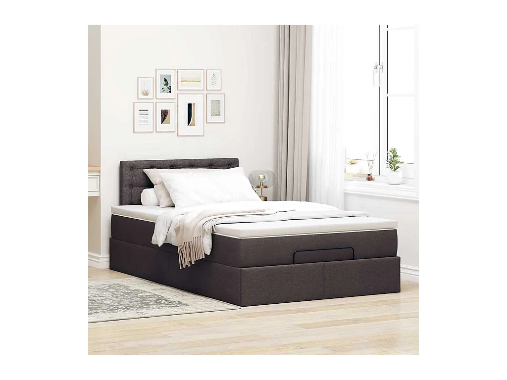 Ottoman-Bett mit Matratze & LEDs Dunkelbraun 120x200 cm Stoff