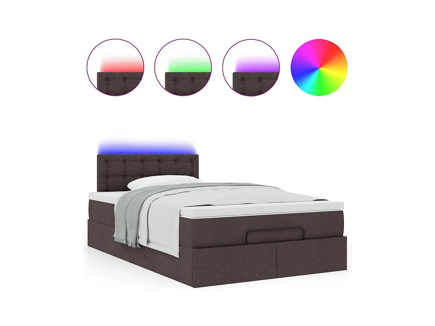 Ottoman-Bett mit Matratze & LEDs Dunkelbraun 120x200 cm Stoff