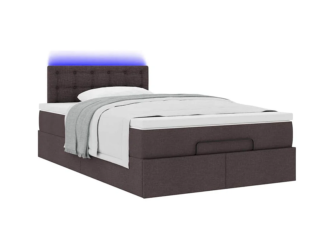 Ottoman-Bett mit Matratze & LEDs Dunkelbraun 120x200 cm Stoff