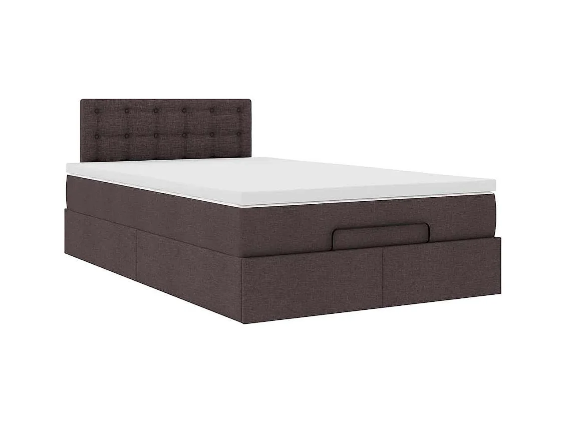 Ottoman-Bett mit Matratze & LEDs Dunkelbraun 120x200 cm Stoff