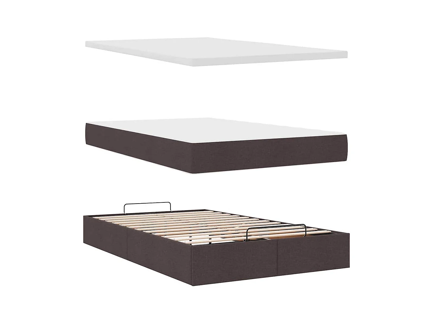 Ottoman-Bett mit Matratze & LEDs Dunkelbraun 120x200 cm Stoff
