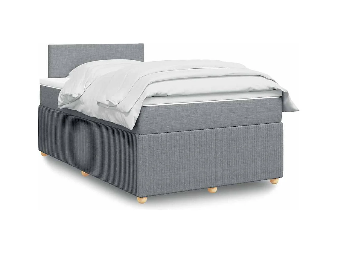 Sommier à lattes de lit et matelas gris clair 120x190 cm tissu