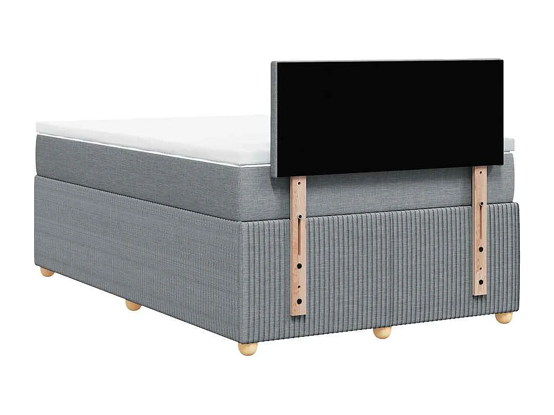 Sommier à lattes de lit et matelas gris clair 120x190 cm tissu