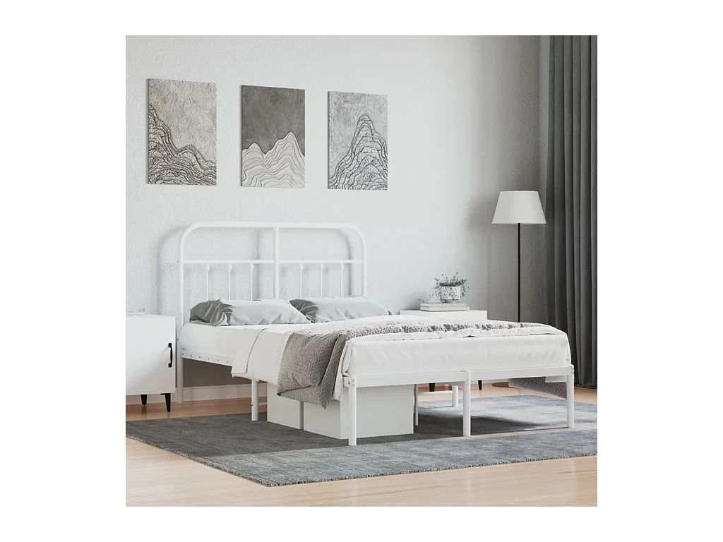 Giroletto con Testiera in Metallo Bianco 120x200 cm