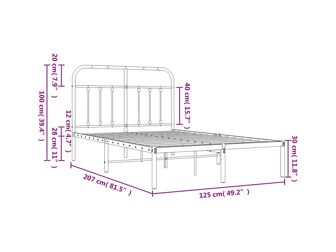 Giroletto con Testiera in Metallo Bianco 120x200 cm
