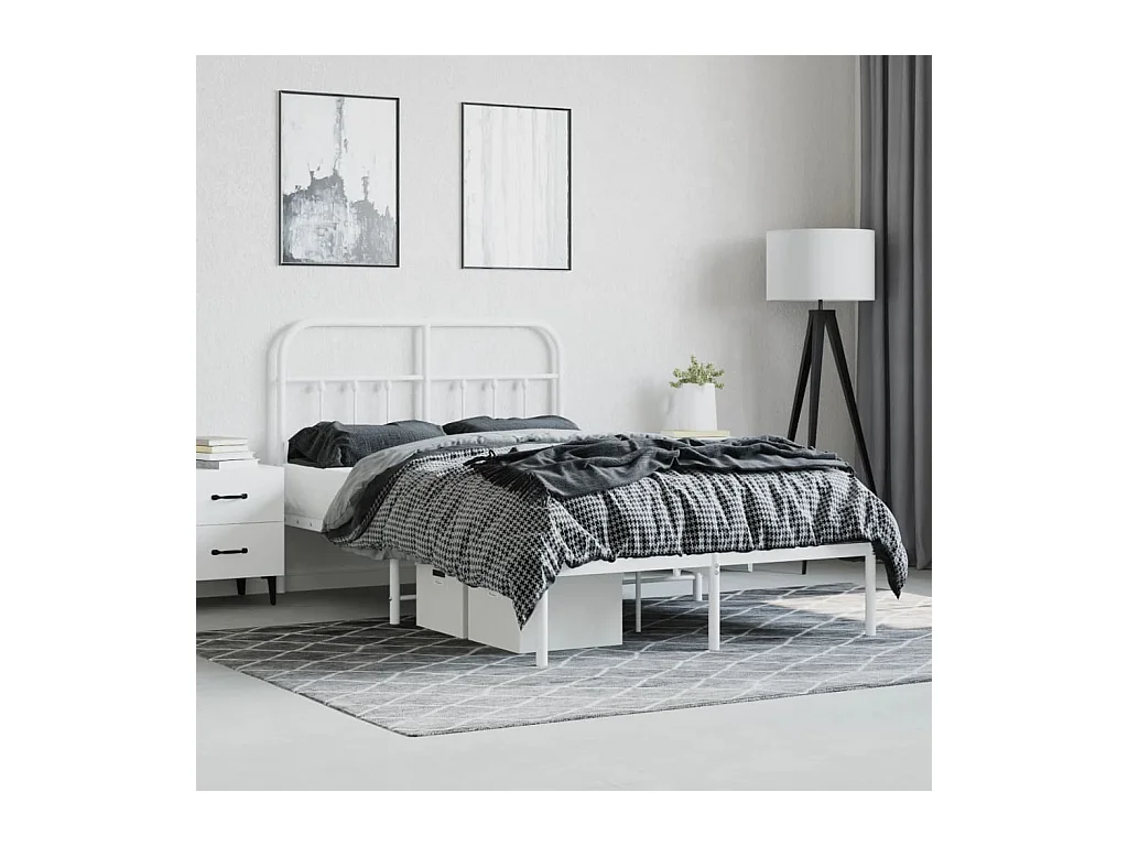 Giroletto con Testiera in Metallo Bianco 120x200 cm