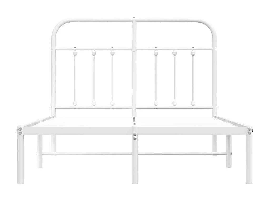Cadre de lit métal sans matelas et tête de lit blanc 120x200 cm