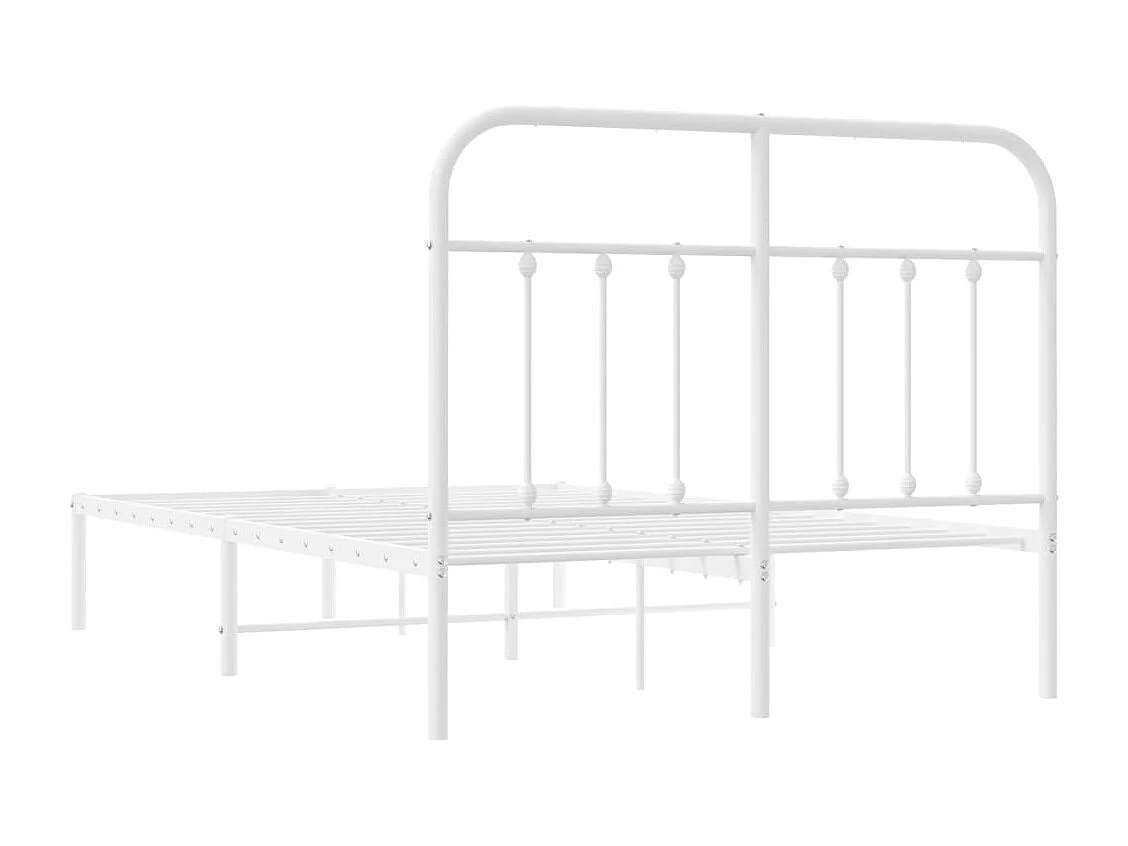 Cadre de lit métal sans matelas et tête de lit blanc 120x200 cm