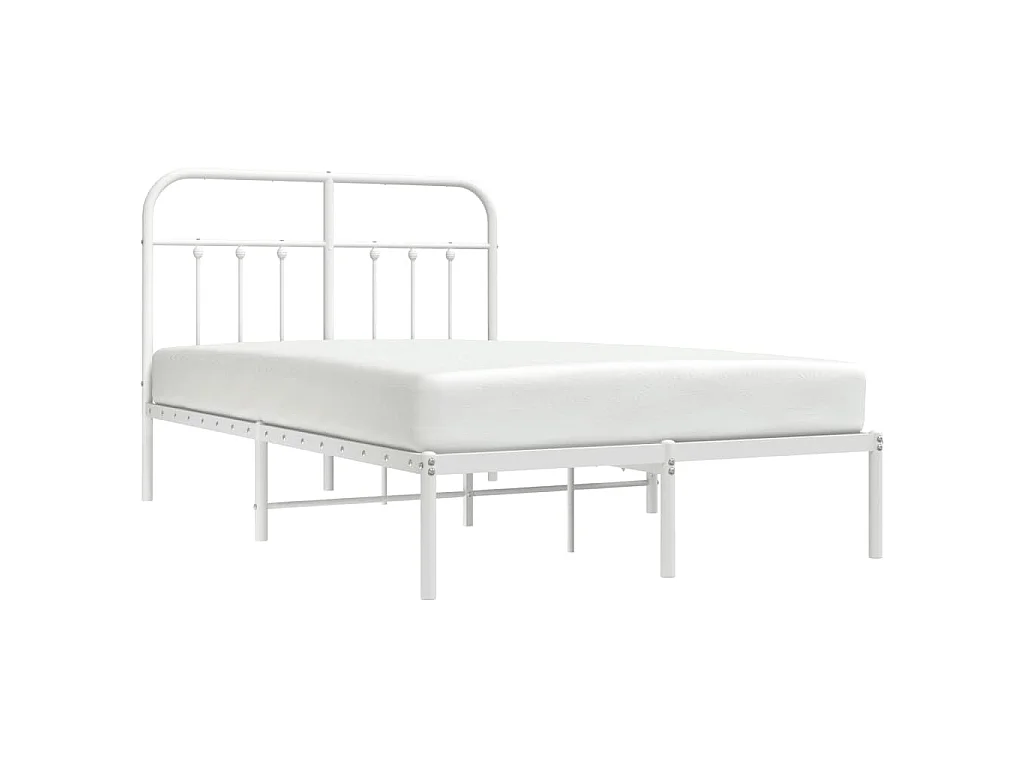 Cadre de lit métal sans matelas et tête de lit blanc 120x200 cm