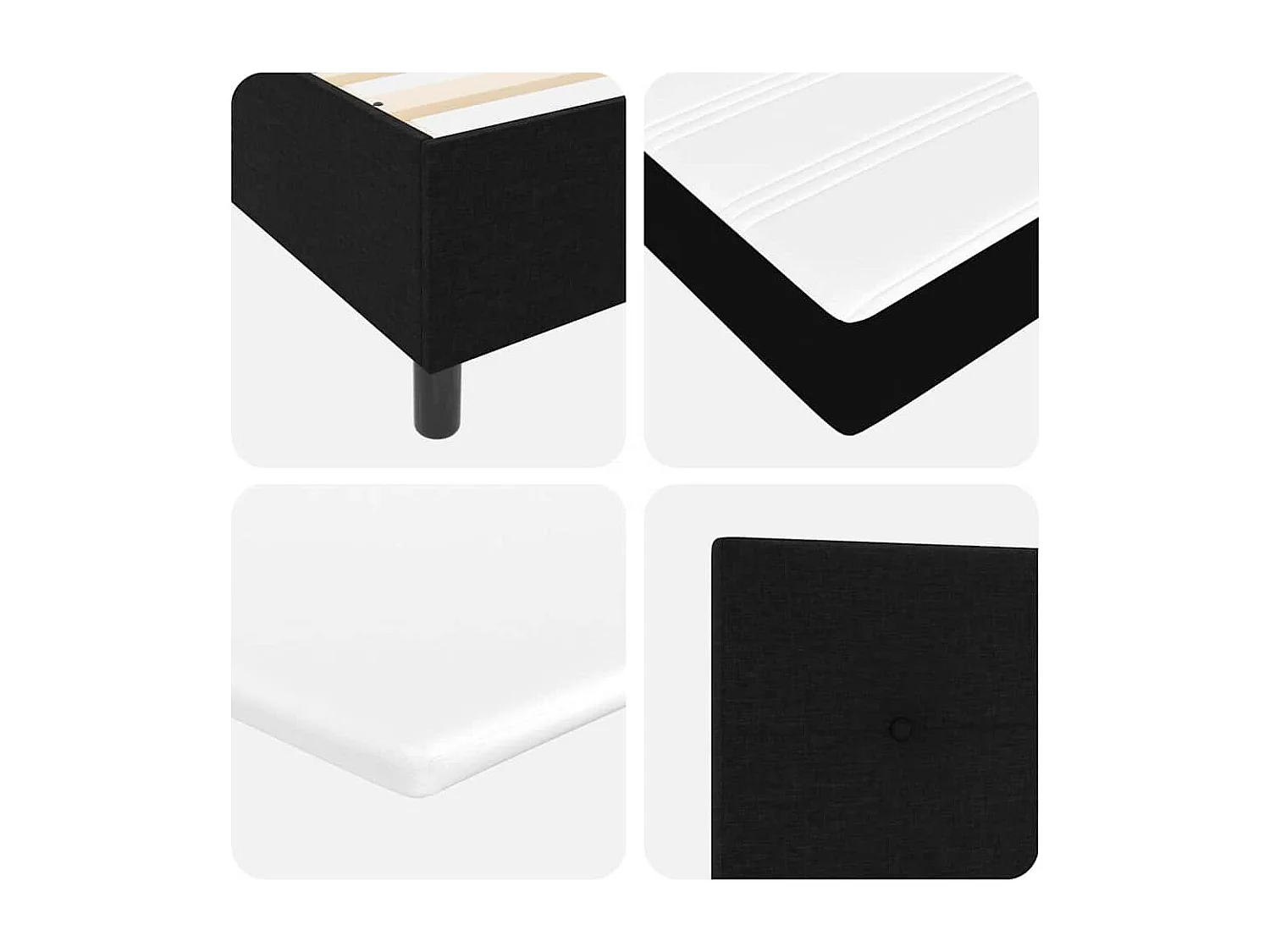 Lit à ressorts avec matelas Noir 120 x 200 cm tissu