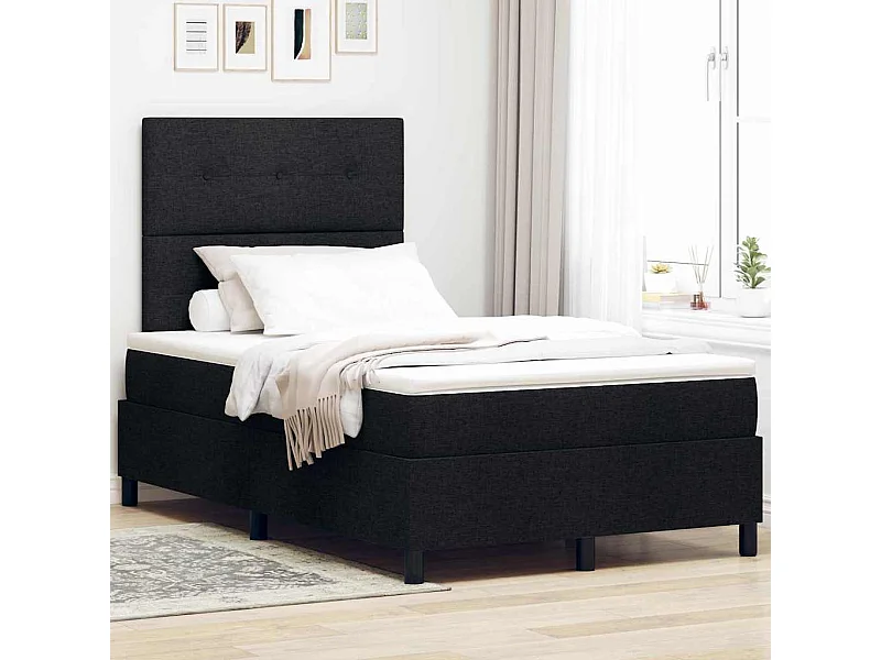 Boxspringbett mit Matratze Schwarz 120 x 200 cm Stoff