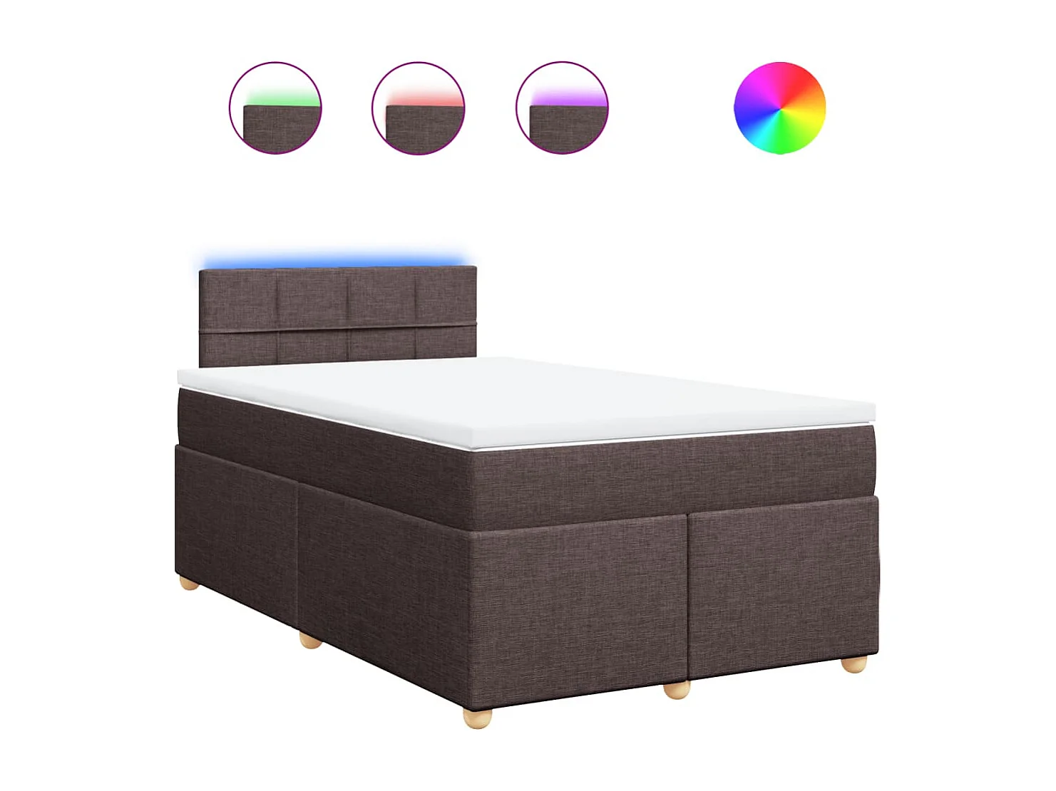 Cama box spring con colchón tela marrón oscuro 120x190 cm