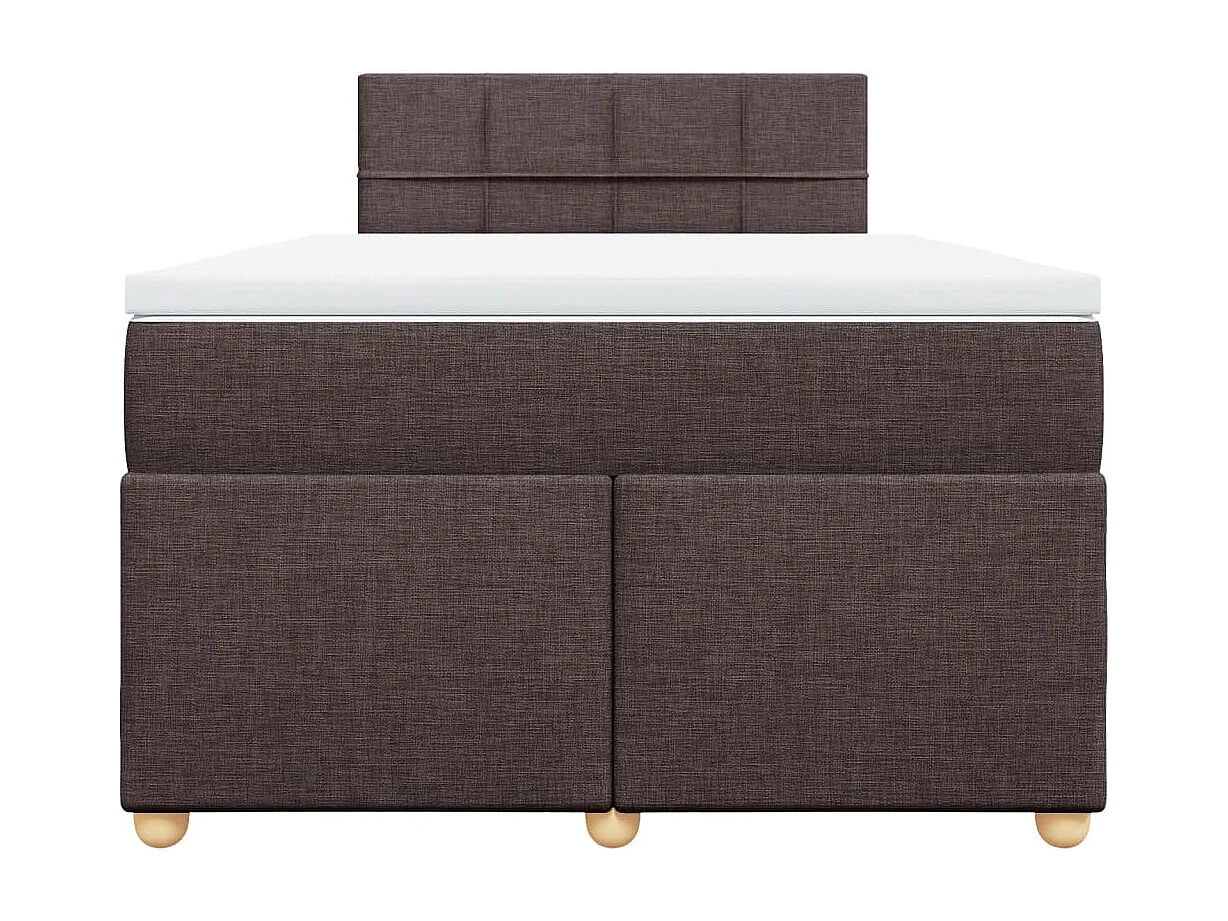 Cama box spring con colchón tela marrón oscuro 120x190 cm