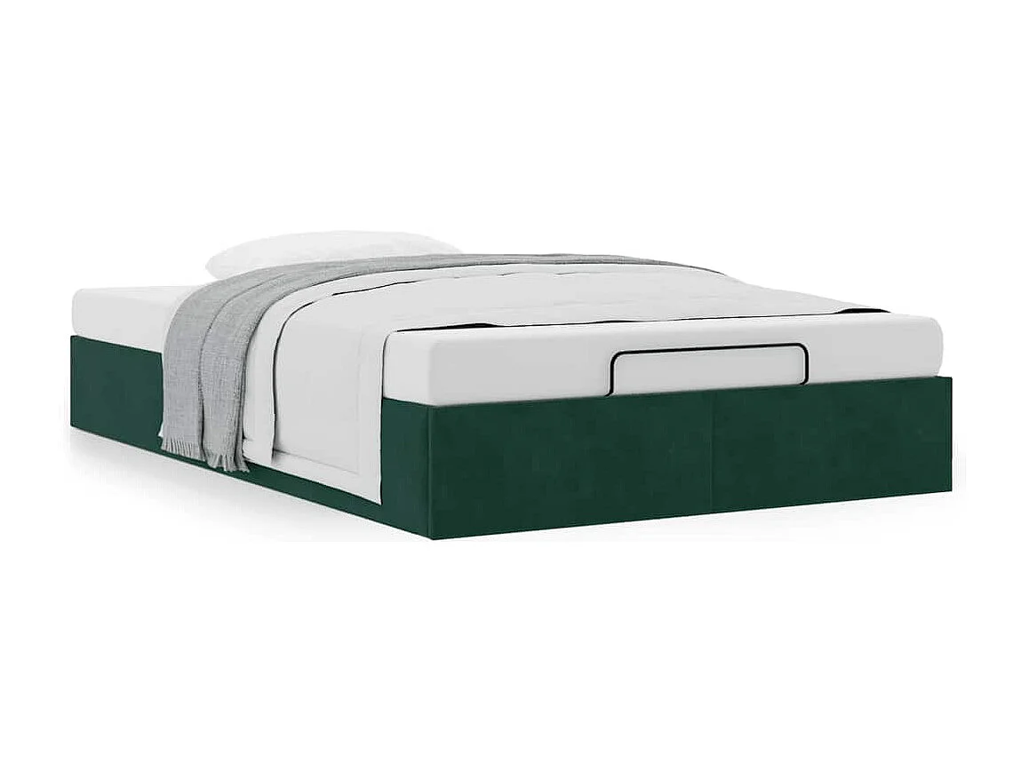 Cadre de lit ottoman sans matelas vert foncé 120x200 cm velours