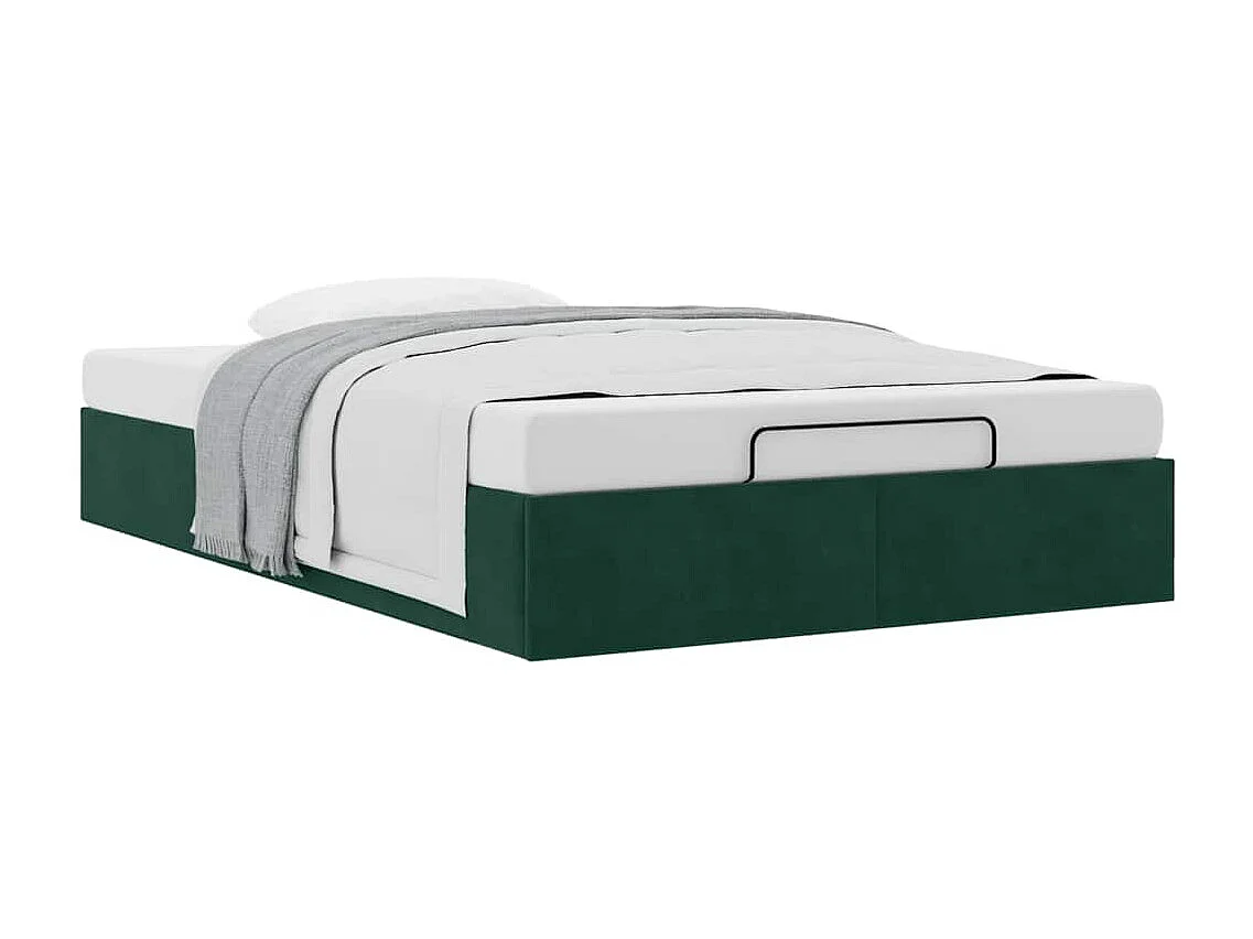 Cadre de lit ottoman sans matelas vert foncé 120x200 cm velours