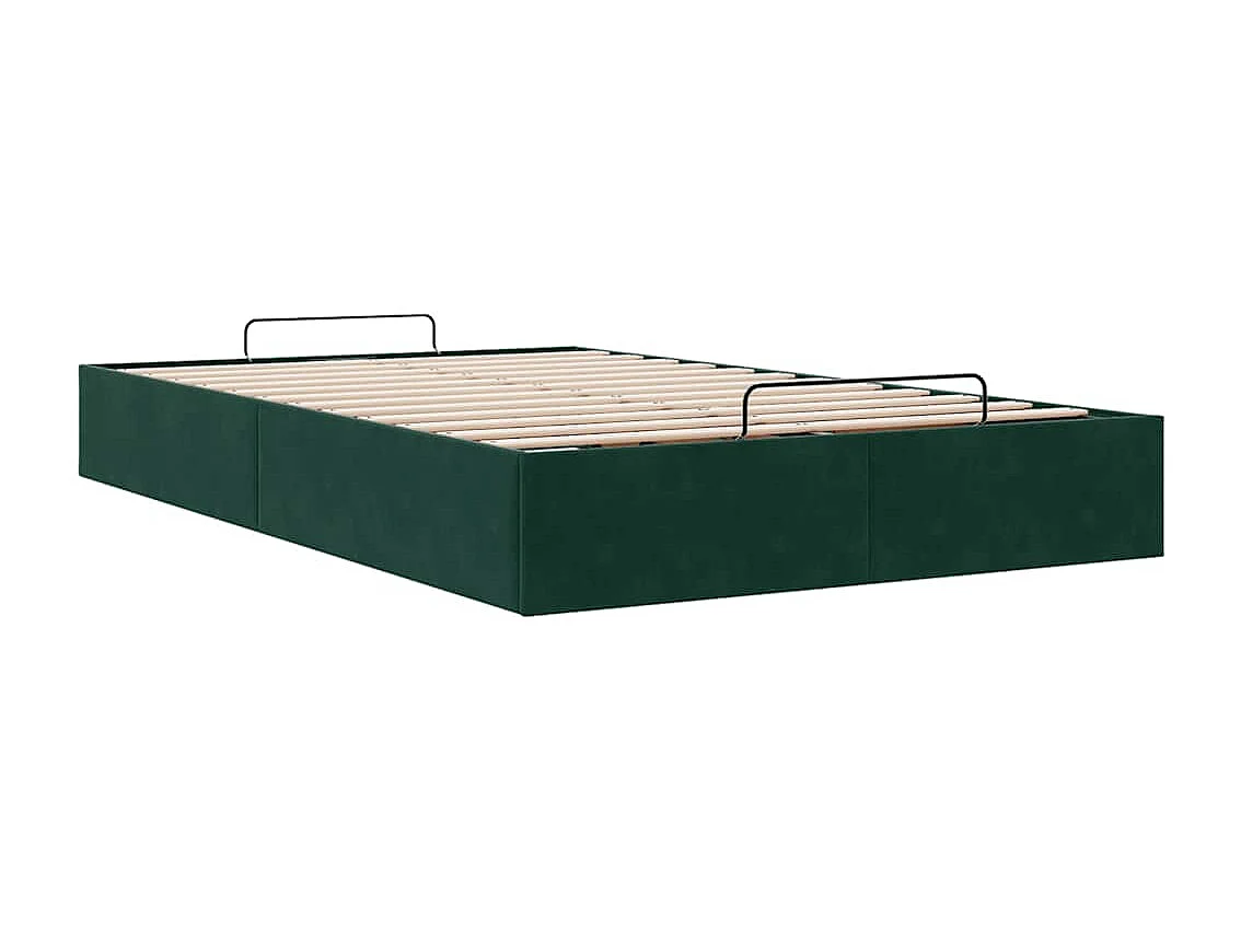 Cadre de lit ottoman sans matelas vert foncé 120x200 cm velours