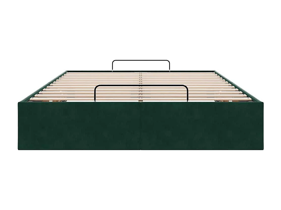 Cadre de lit ottoman sans matelas vert foncé 120x200 cm velours