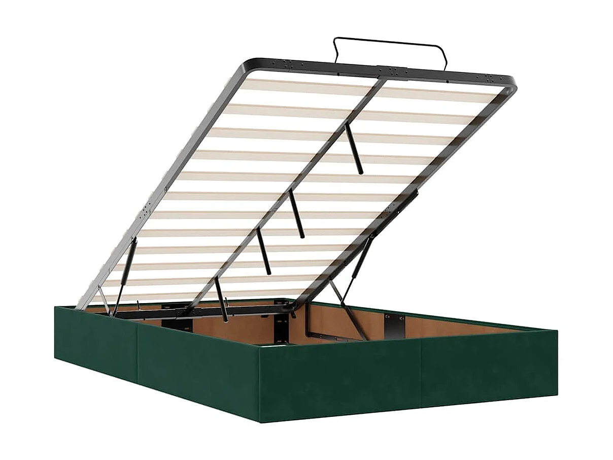 Cadre de lit ottoman sans matelas vert foncé 120x200 cm velours