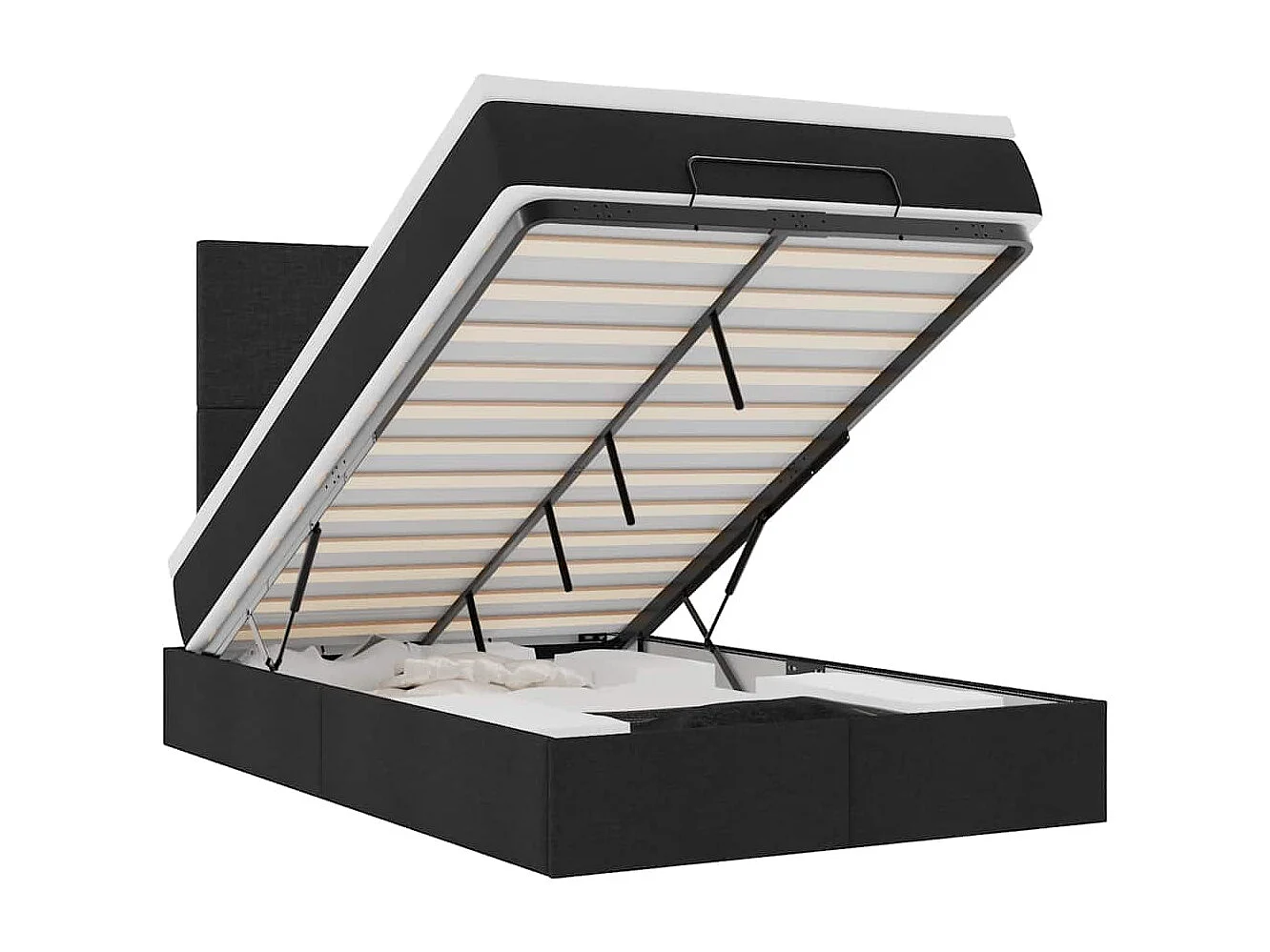 Ottoman bed met matras en LED's 120x200cm stof zwart