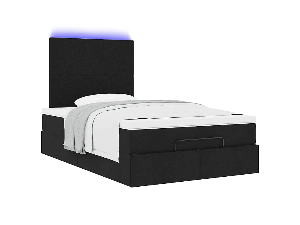 Estructura cama otomana colchón tela negro 120x200cm