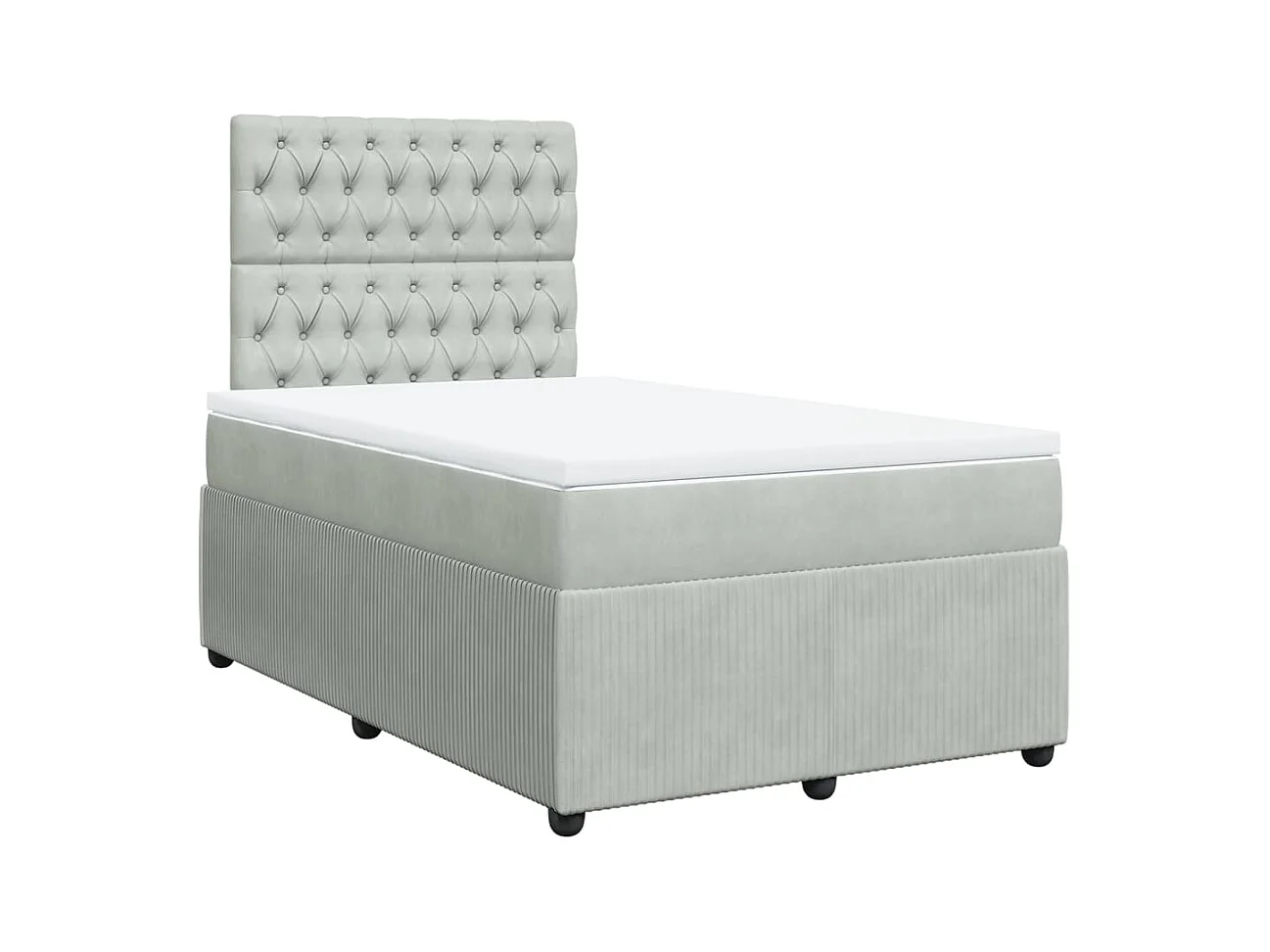 Sommier à lattes de lit et matelas gris clair 120x190cm velours