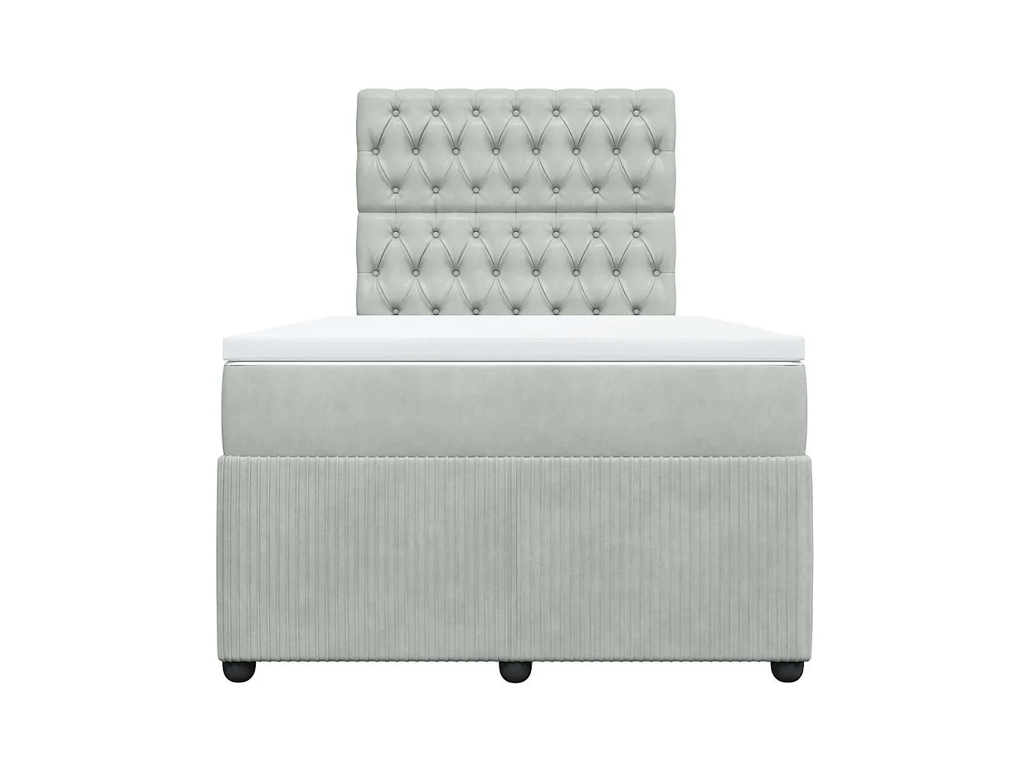 Sommier à lattes de lit et matelas gris clair 120x190cm velours