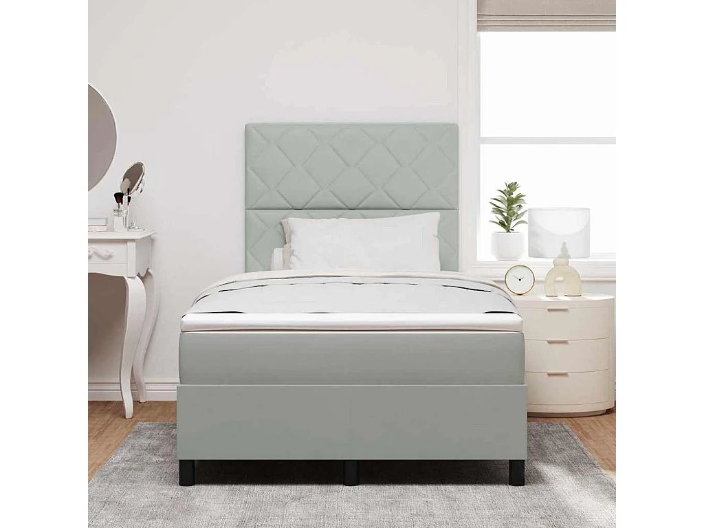 Letto a molle con materasso Grigio chiaro 120 x 200 cm Tessuto