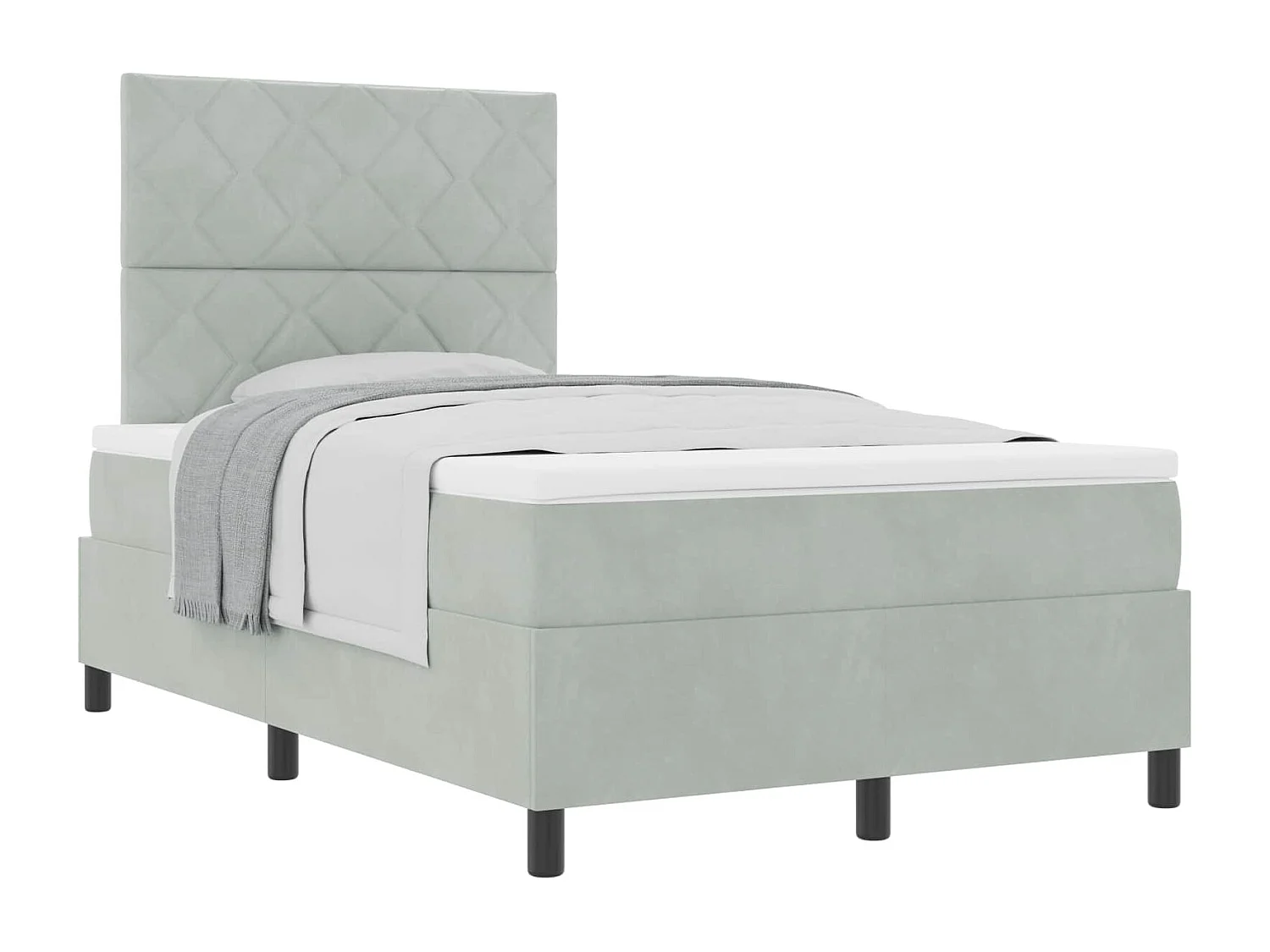 Boxspringbed met hoofdeinde Lichtgrijs 120 x 200 cm Fluweel