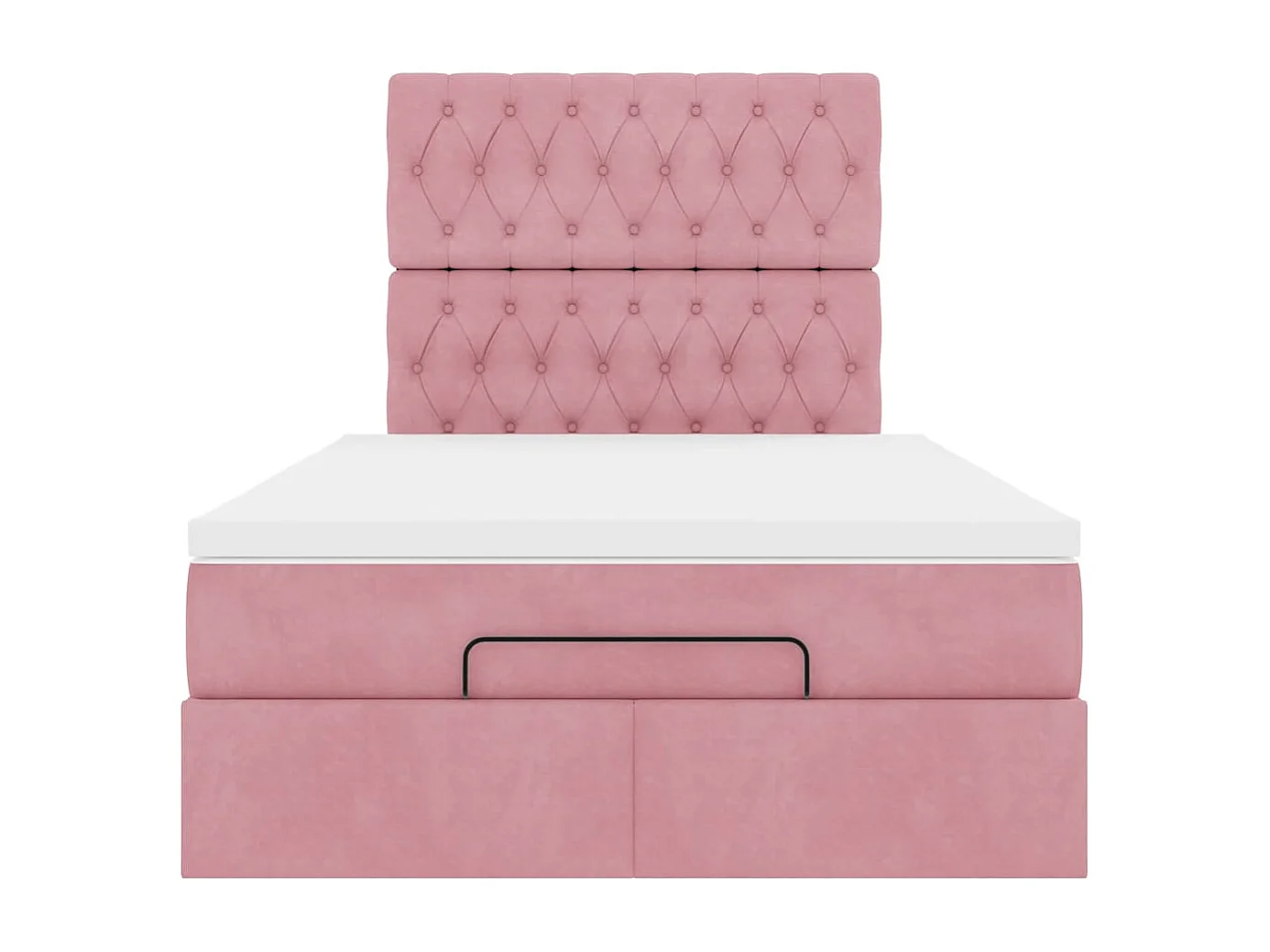 Struttura Letto Pouf con Materassi Rosa 120x190 cm Velluto