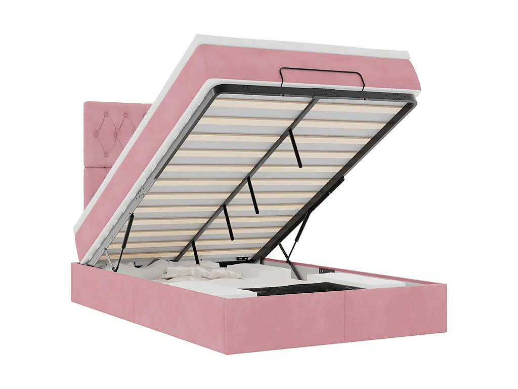 Ottoman bed met matrassen 120x190cm fluweel roze