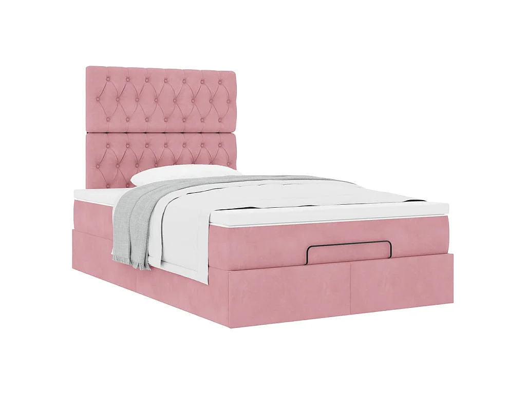 Ottoman bed met matrassen 120x190cm fluweel roze