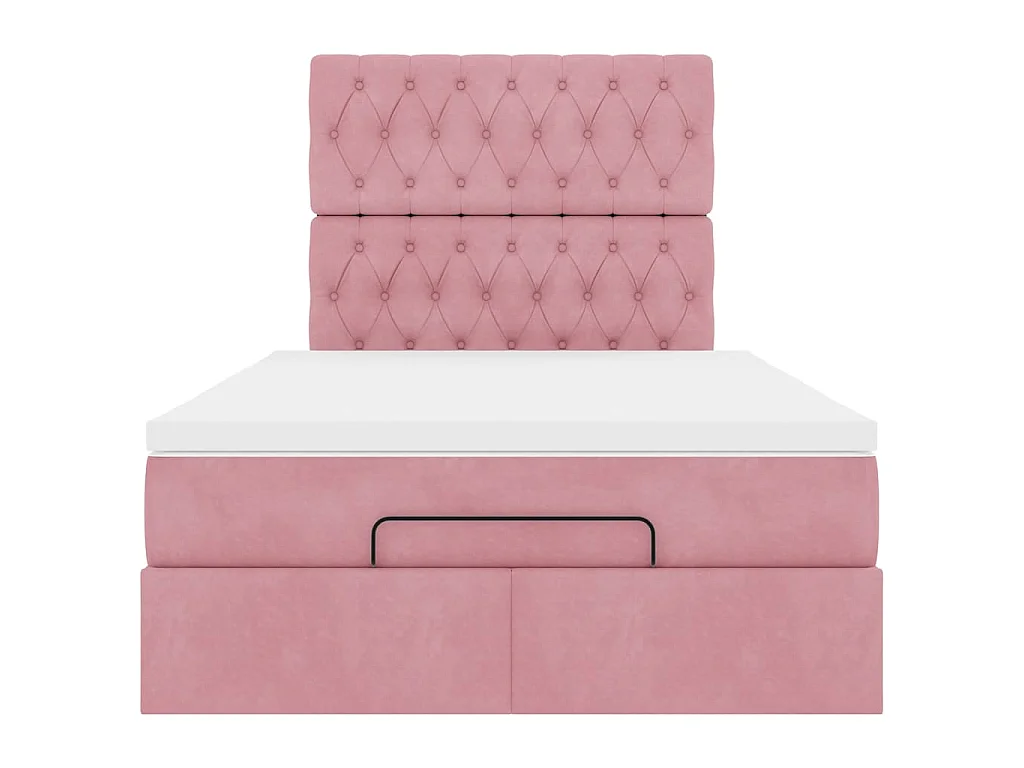 Ottoman bed met matrassen 120x190cm fluweel roze