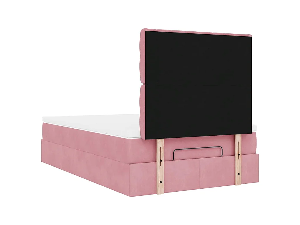 Ottoman bed met matrassen 120x190cm fluweel roze